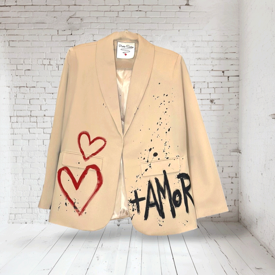 Blazer Beige Intervenido “+AMOR”