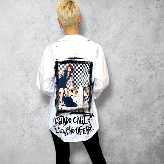Camisa oversize de popelina – “Estado civil: escucho ofertas”