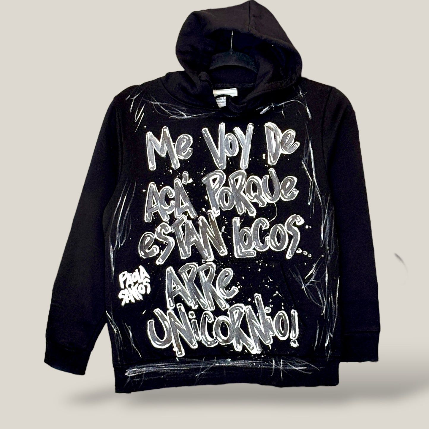 Hoodie kids negro unisex – “Me voy de acá..."