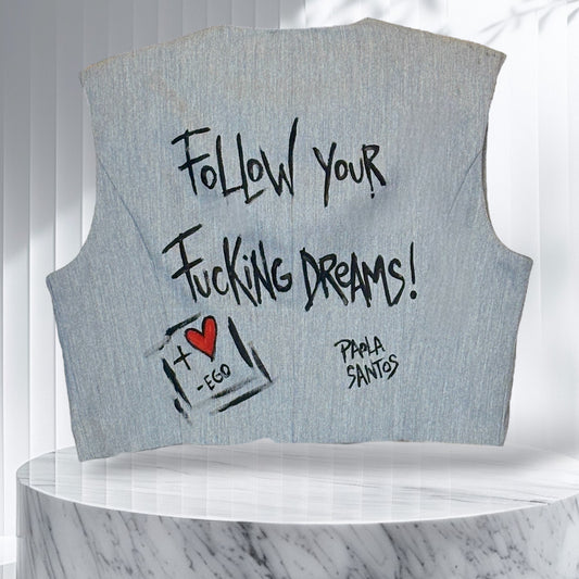 Chaleco Urbano Oversize Gris – Follow Your Fucking Dreams