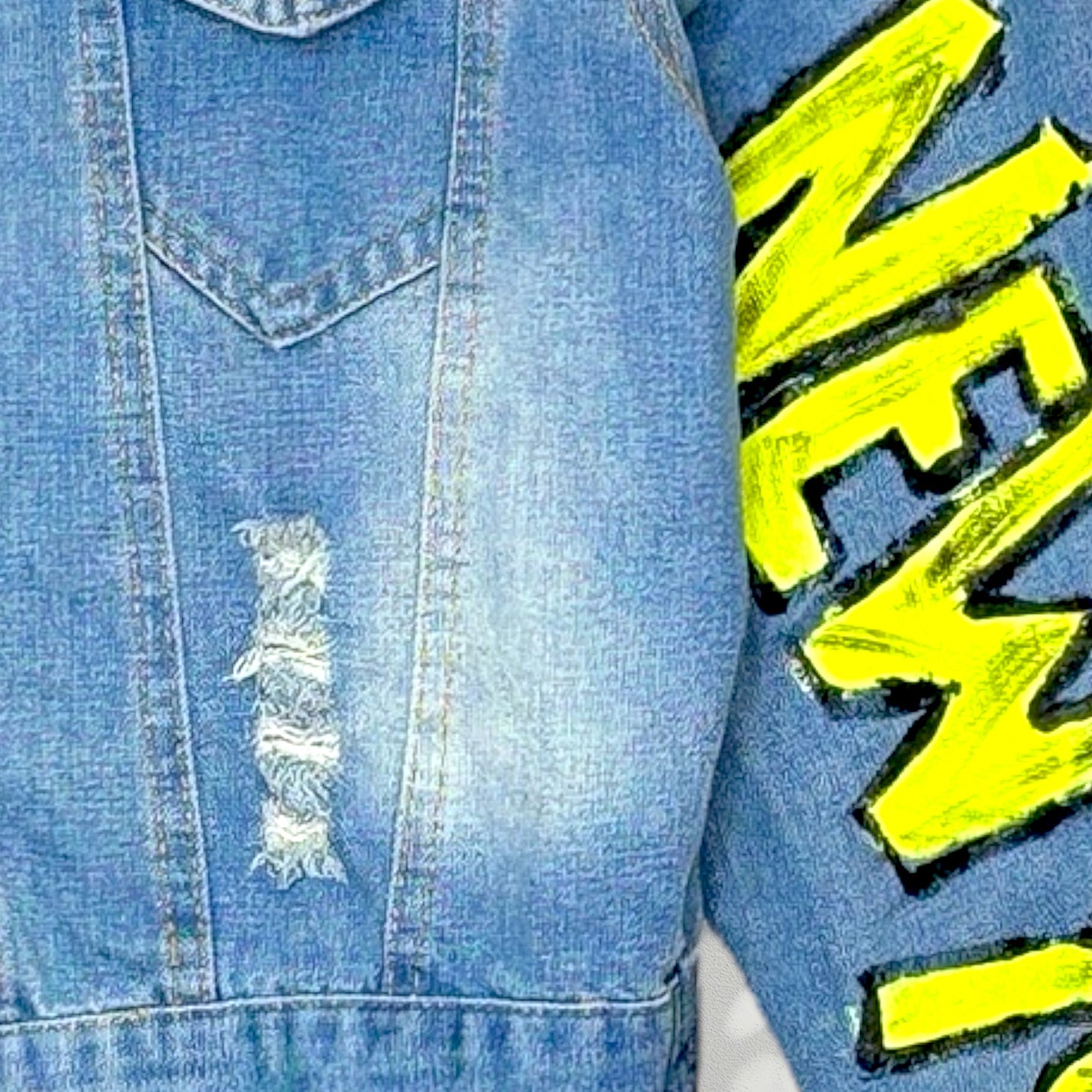 Campera intervenida “Lo prohibido es una forma de vida” – Paola Santos