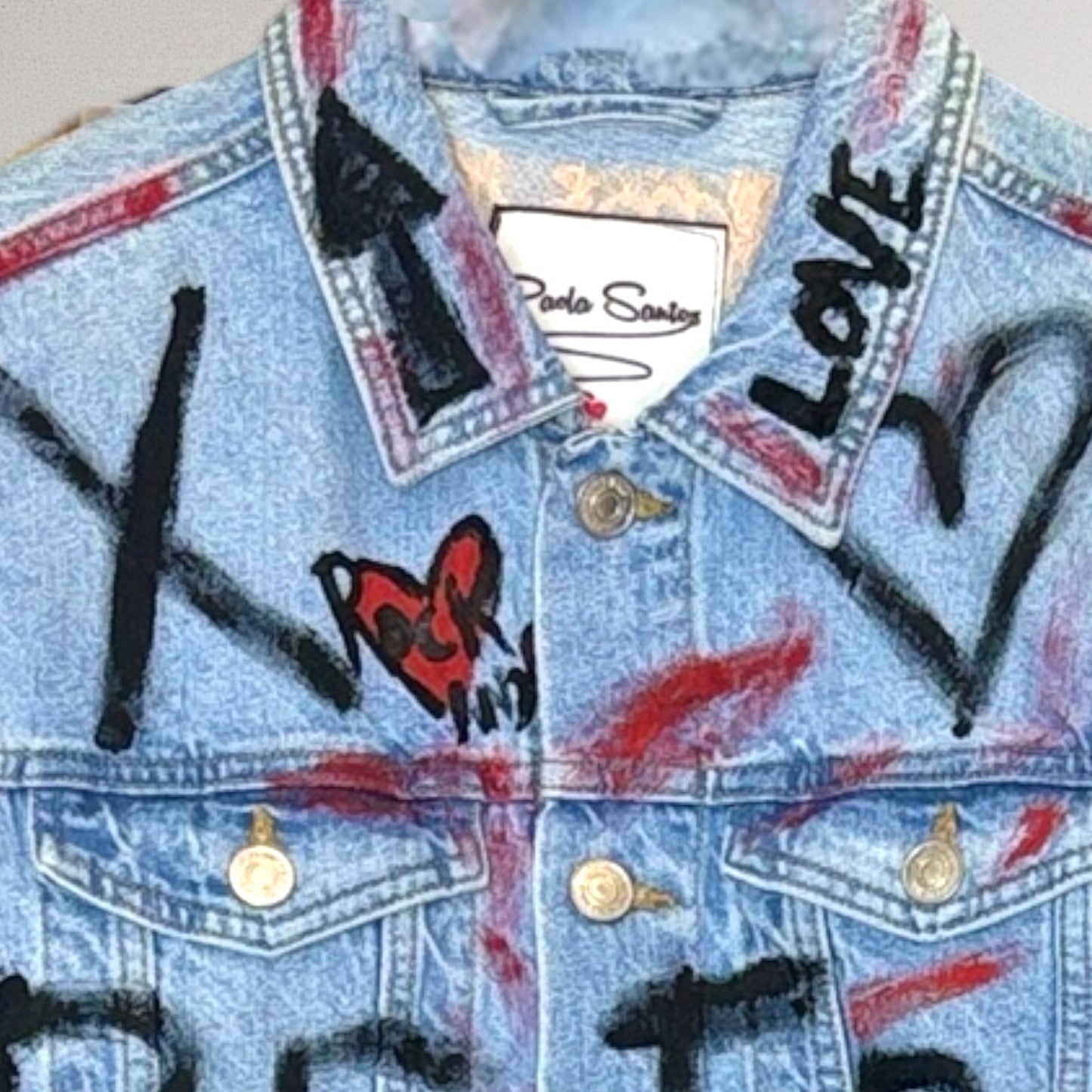 Campera intervenida “Vivila como se te dé la gana” – Denim + Encaje