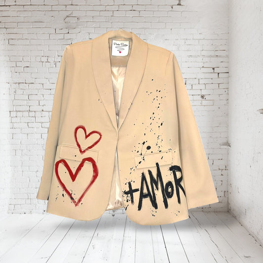Blazer Beige Intervenido “+AMOR”