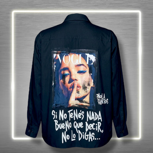 Camisa negra “Si no tenés nada bueno que decir…” – Paola Santos