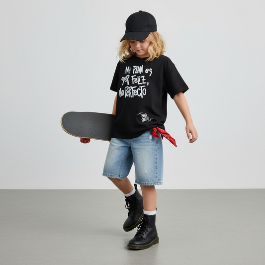 🖤 Remera Kids “Mi plan es ser feliz” – Paola Santos