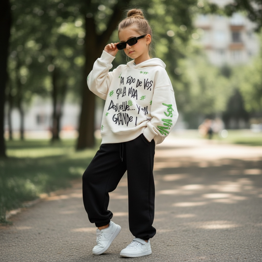 Hoodie Kids Oversize- "Da todo de vos, que la vida devuelve... y en grande!"