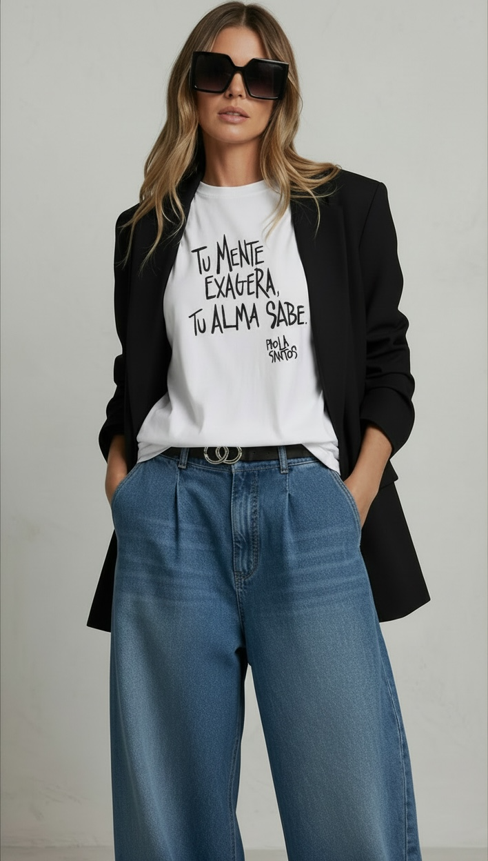 Remera oversize unisex "Tu mente exagera, tu alma sabe"
