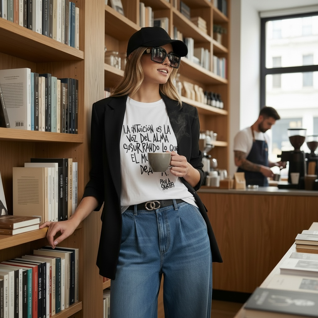 Remera oversize unisex "La intuición es la voz del alma susurrando lo que el mundo no deja oír"