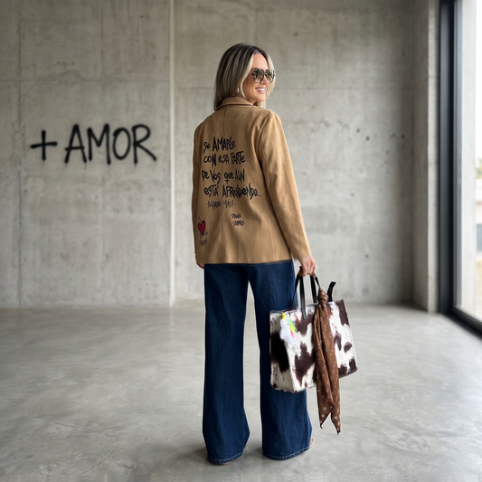Blazer simil gamuza "Sé amable con esa parte de vos que aún está aprendiendo"