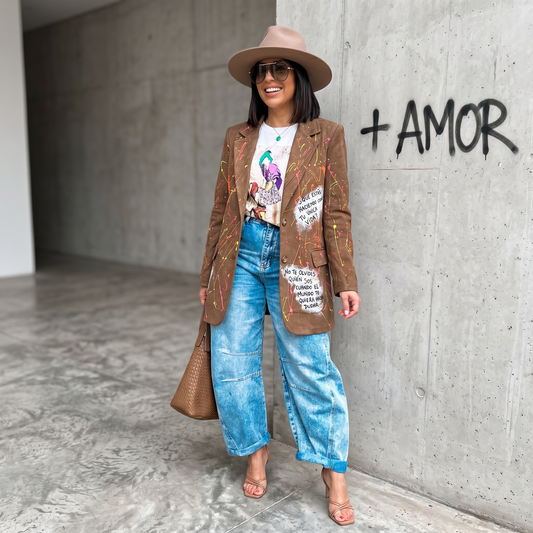 Blazer simil gamuza "No te olvides quien sos cuando el mundo te quiera hacer dudar"