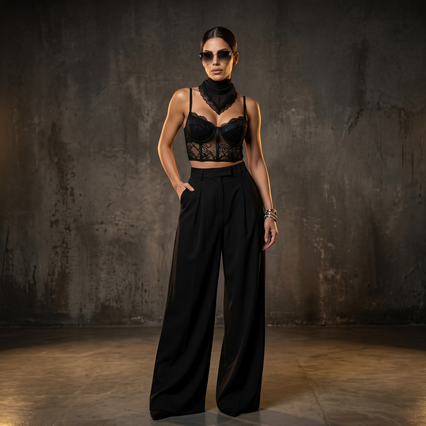 Pantalón Sastrero Wide Leg Negro