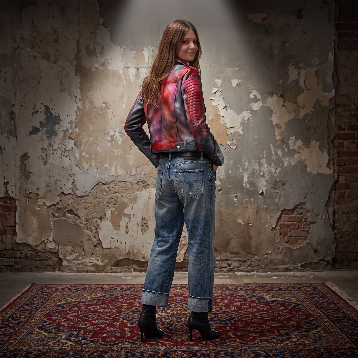 Campera Biker Intervenida Fuego