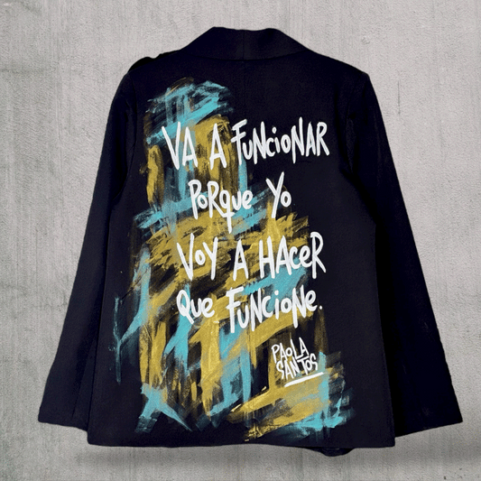 Blazer “Va a Funcionar” pintado a mano