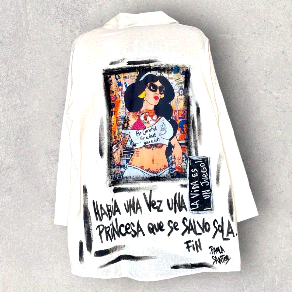 Camisa “Princesa” en lino y algodón pintada a mano