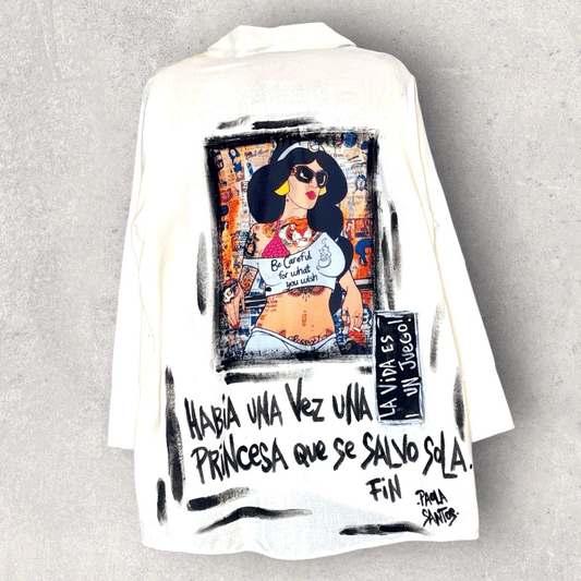 Camisa “Princesa” en lino y algodón pintada a mano