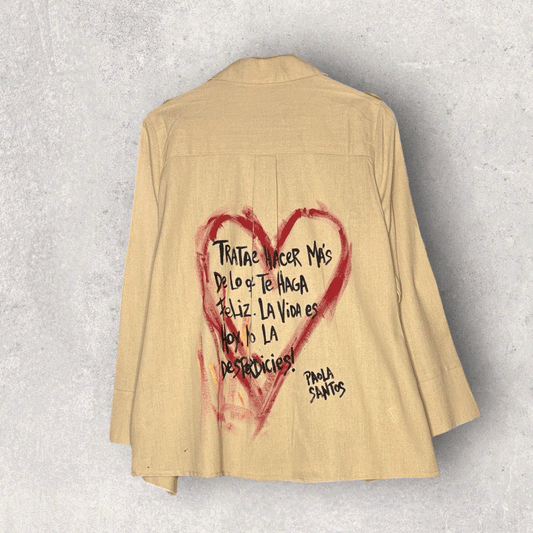 Camisa oversize lino y algodón – “Hacé más de lo que te haga feliz”