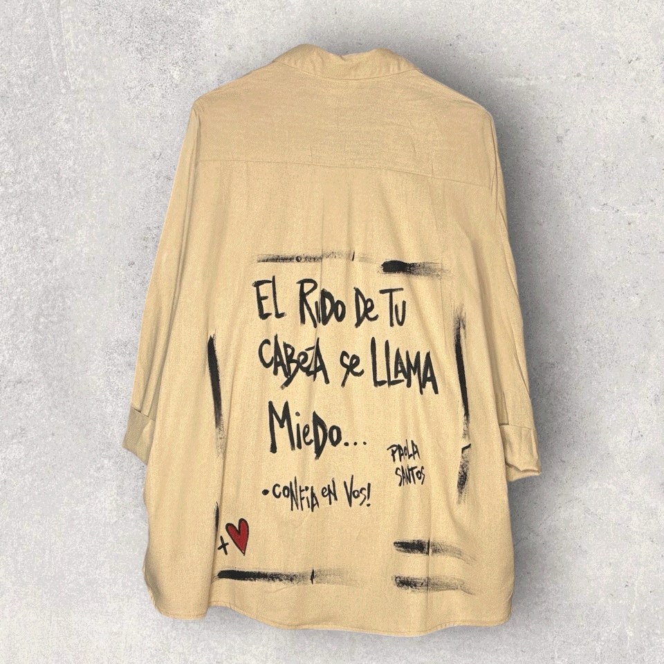 Camisa oversize lino y algodón – “El ruido de tu cabeza se llama miedo”