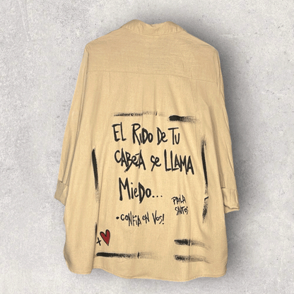 Camisa oversize lino y algodón – “El ruido de tu cabeza se llama miedo”