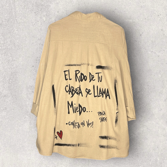 Camisa oversize lino y algodón – “El ruido de tu cabeza se llama miedo”