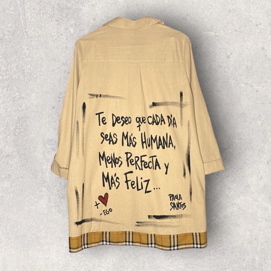 Camisa oversize lino y algodón – “Sé más humana, menos perfecta”