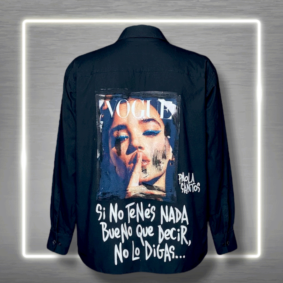 Camisa negra “Si no tenés nada bueno que decir…” – Paola Santos