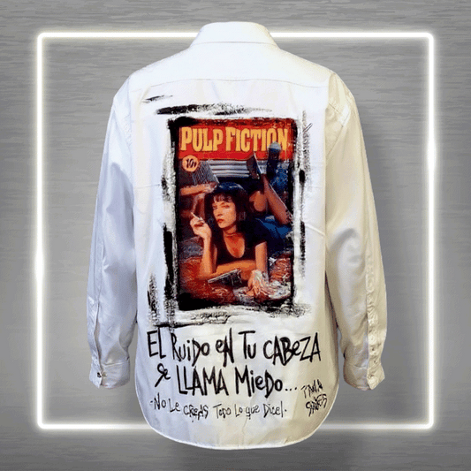🎬 CAMISA “EL RUIDO EN TU CABEZA SE LLAMA MIEDO” (PULP FICTION)