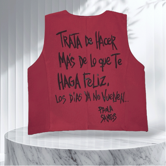 Chaleco Urbano Oversize Bordeaux – “Tratá de hacer más de lo que te haga feliz”