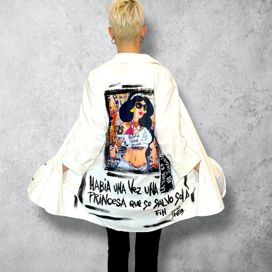 Camisa “Princesa” en lino y algodón pintada a mano