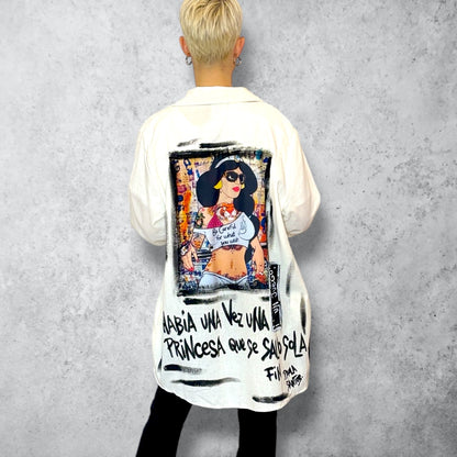 Camisa “Princesa” en lino y algodón pintada a mano