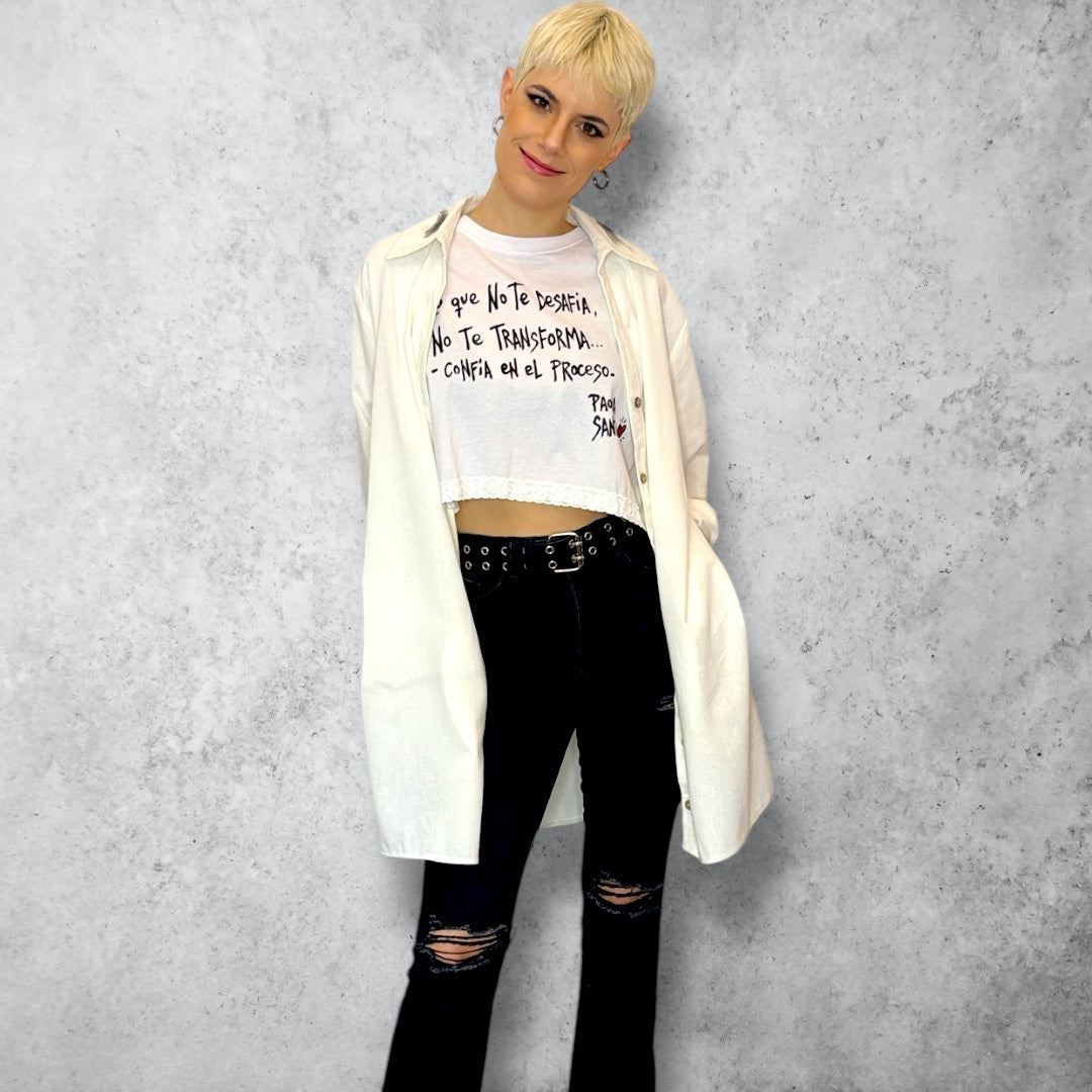 Camisa “Princesa” en lino y algodón pintada a mano