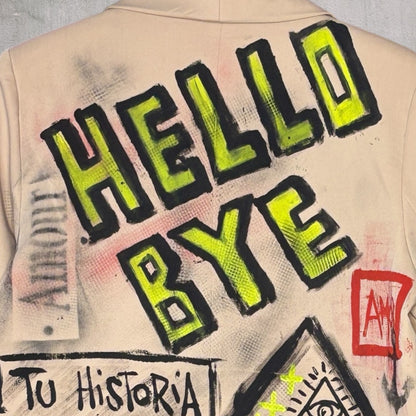 Blazer “Hello Bye” pintado a mano