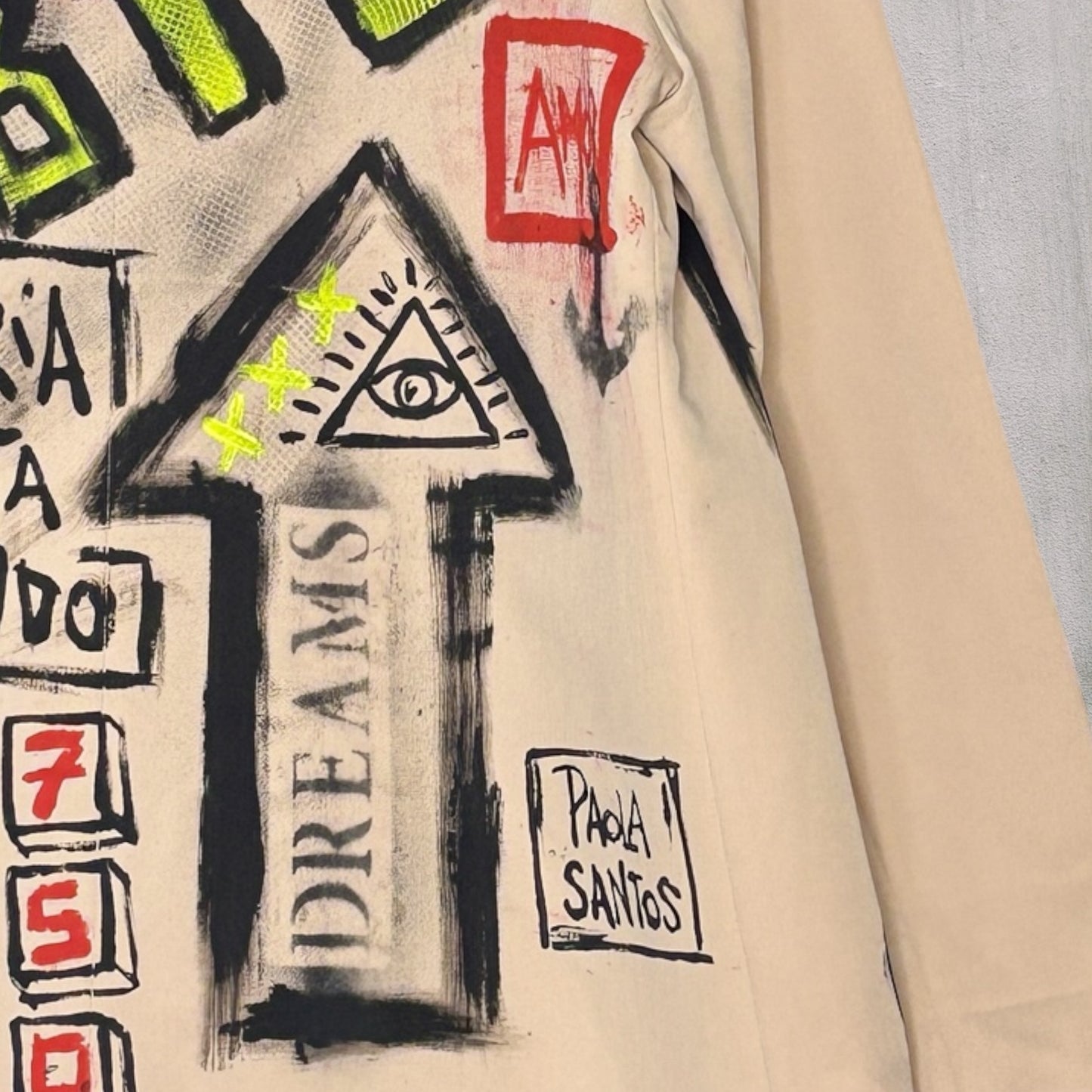 Blazer “Hello Bye” pintado a mano