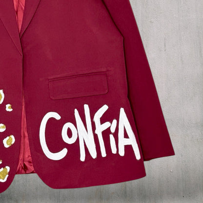 Blazer “La Vida es un Ratito” pintado a mano