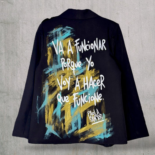 Blazer “Va a Funcionar” pintado a mano