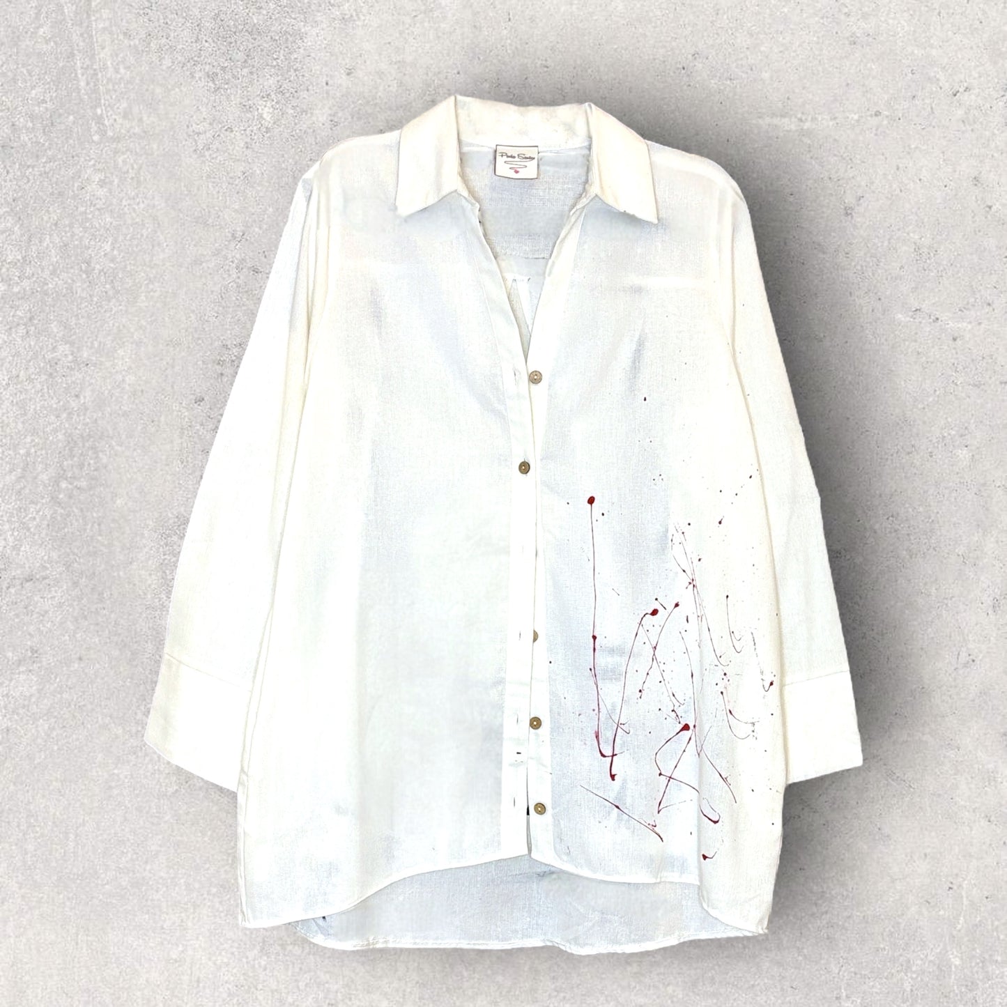 Camisa “Princesa” en lino y algodón pintada a mano