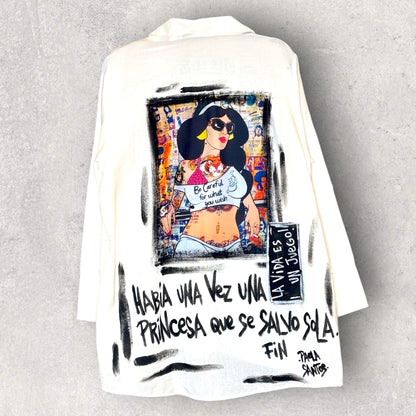 Camisa “Princesa” en lino y algodón pintada a mano
