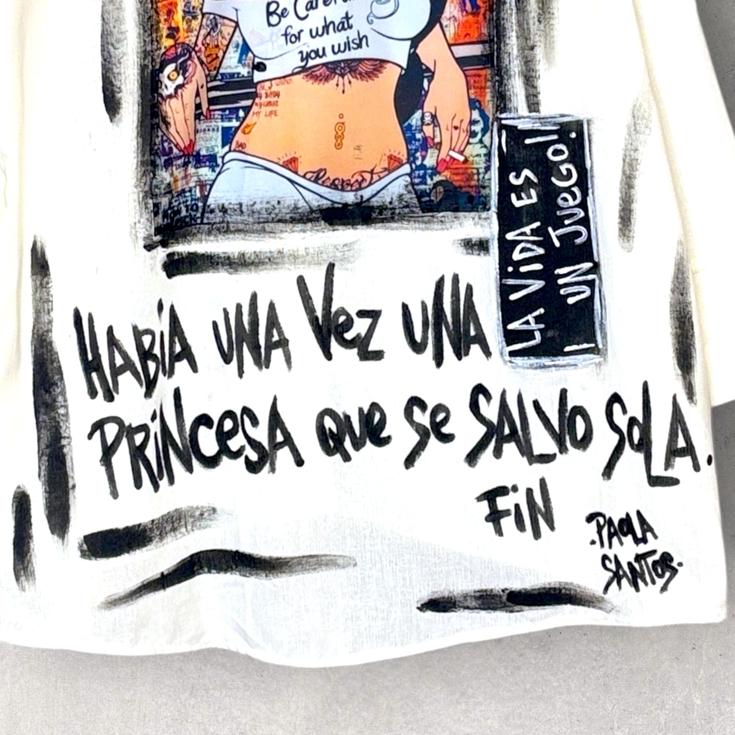 Camisa “Princesa” en lino y algodón pintada a mano