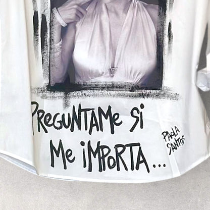 Camisa oversize de popelina – “Pregúntame si me importa”