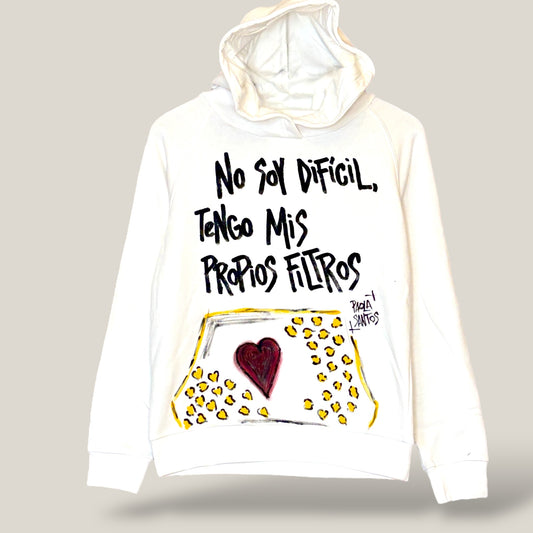 Buzo Kids Oversize Blanco – “No soy difícil, tengo mis propios filtros”