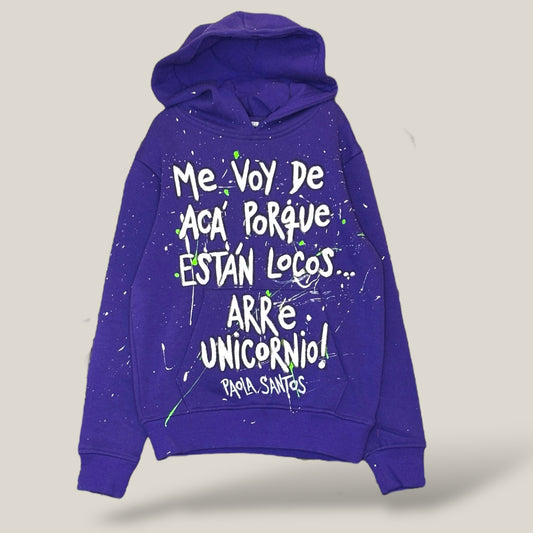 Hoodie Kids Violeta Oversize – “Me voy de acá..."