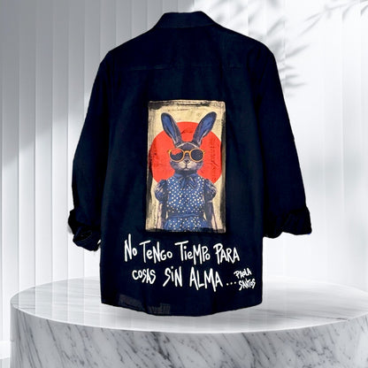 Camisa popelina negra – “No tengo tiempo para cosas sin alma”