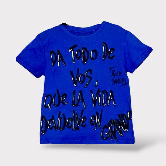 Remera kids azul 100% algodón – “Da todo de vos”