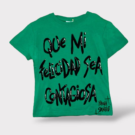 Remera Kids Verde – Que mi felicidad sea contagiosa