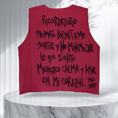 Chaleco Bordeaux Oversize – “Recordatorio: sentir y merecer calma”