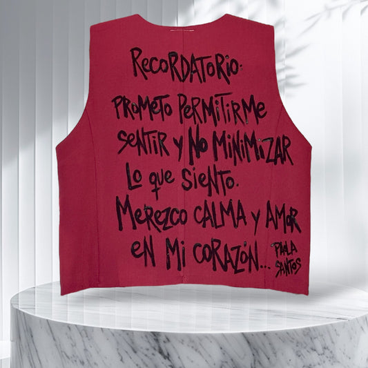 Chaleco Bordeaux Oversize – “Recordatorio: sentir y merecer calma”