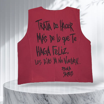 Chaleco Urbano Oversize Bordeaux – “Tratá de hacer más de lo que te haga feliz”