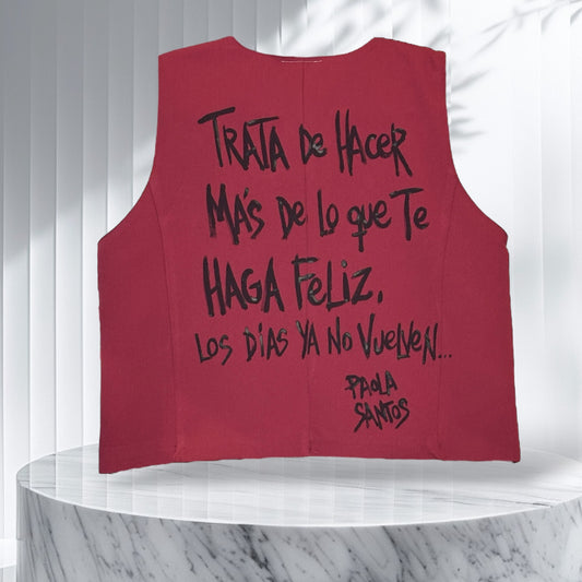 Chaleco Urbano Oversize Bordeaux – “Tratá de hacer más de lo que te haga feliz”