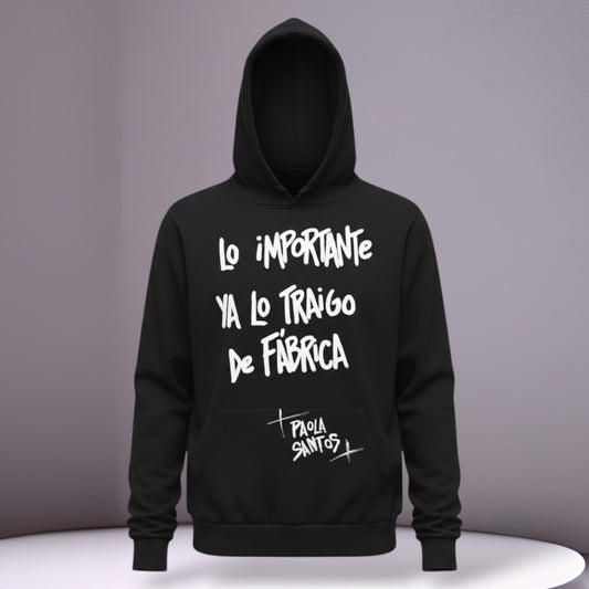 🖤 Hoodie “Lo importante ya lo traigo de fábrica” – Kids