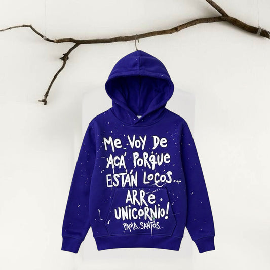Hoodie Kids Violeta Oversize – “Me voy de acá..."