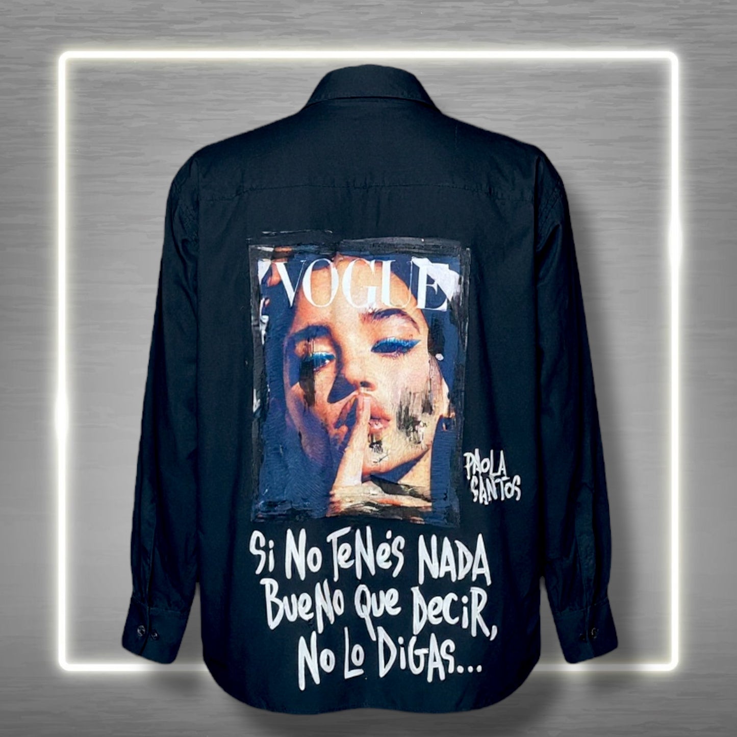 Camisa negra “Si no tenés nada bueno que decir…” – Paola Santos